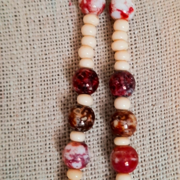 VINTAGE Glass bead NECKLACE  & EARRINGS - Picture 7 of 7